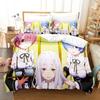 New Re Zero Rem Ram Bedding Set Cartoon Anime three-piece set Adult Kid Bedroom Duvet cover Sets 3D Kawaii Girl Home textile