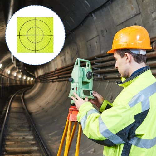 PATIKIL Survey Reflector Sheets, 60x60mm, 12 Sheets, Self-Adhesive Reflective Target Sheets for Surveys, Target Marking Tape, Total Station Checks, Sh
