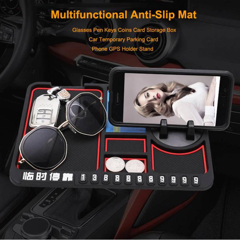 4 In 1 Multifunctional Car Phone Holder Anti-slip Pad Car Navigation Dashboard Wear-resistant Mat