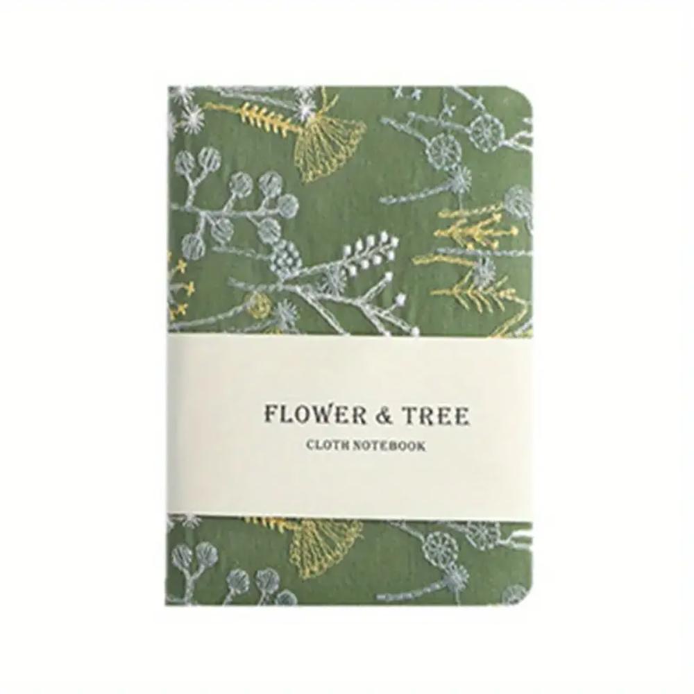 Элегантный льняной блокнот с вышивкой — толстые страницы, портативный размер — идеально подходит для ведения журналов и рисования. Уникальный вышитый блокнот формата А6 в стиле ретро. 14.5*10cm зелёный