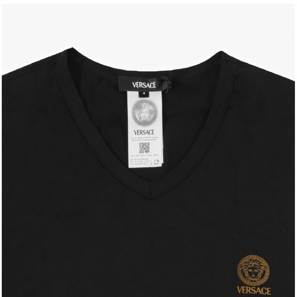 Versace Auu01004 1a10011 A1008 MeduSa V Neck Innerwear Men S Short SleeVe Tee