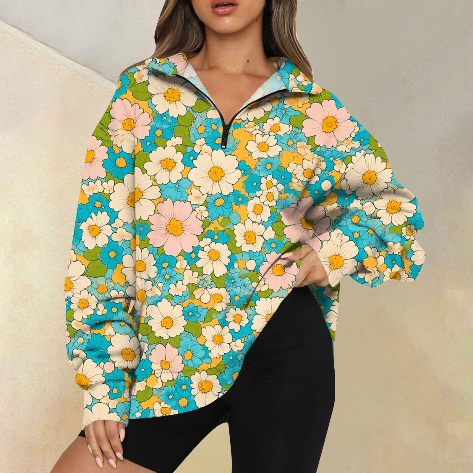 Женская мода повседневная толстовка с длинным рукавом и принтом на молнии с высоким — фото 5