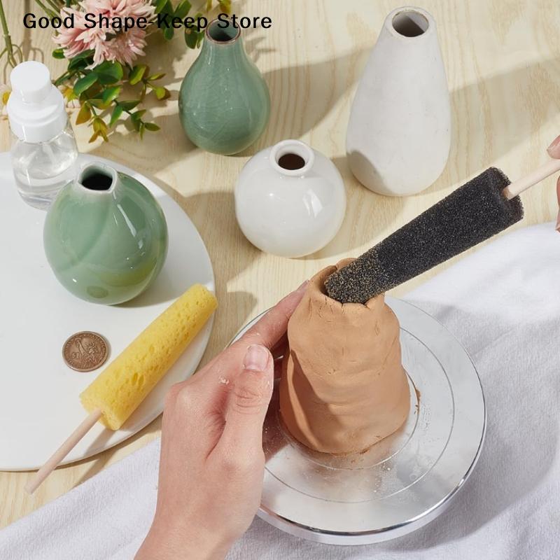 1/2PCS DIY Ceramic Handicraft Blank Finishing Replenish Water Tool Pottery Pull Blank Tool Water Absorbing Sponge Stick