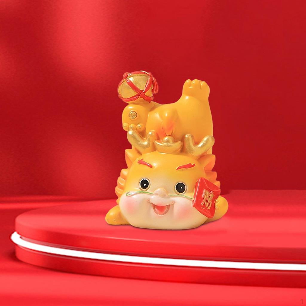 Chinese Resin Dragon Statue, Year Figure, Cute Sculpture for Cabinet,