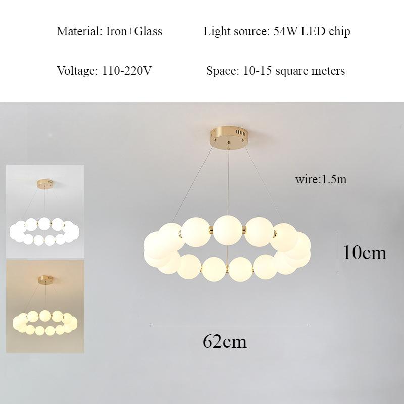 Nordic Modern Living Room Pendant Light Designer Simple LED Bedroom Circular Personalized Dining Room Pearl Necklace Light