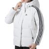 Adidas Puffy Sleeve Side Stripe Sports Warm Hooded Down Jacket Women Outerwear White IT8721
