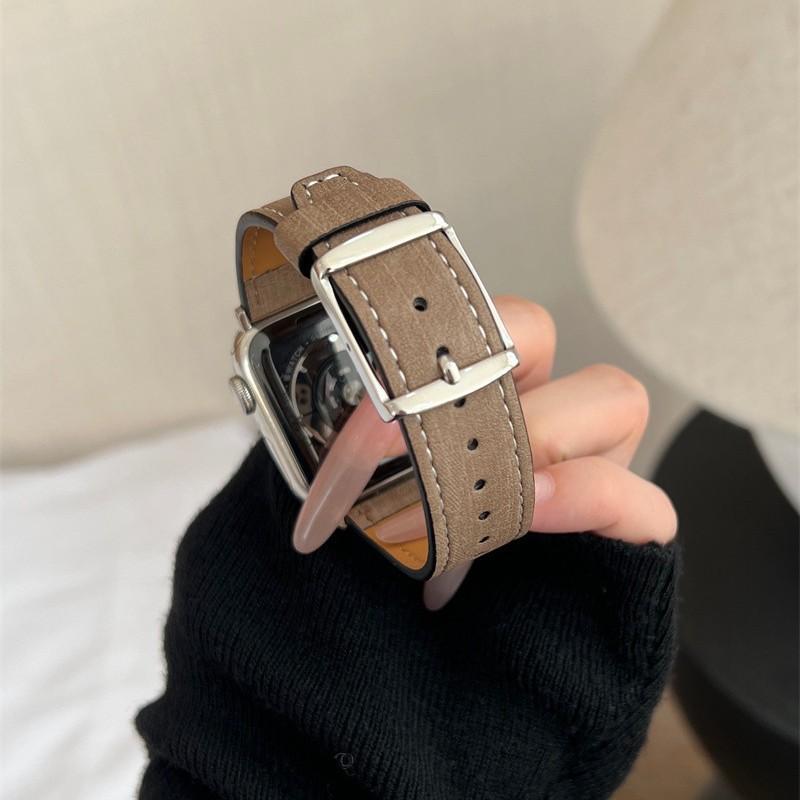 The Square Buckle Tree Pattern Leather Strap Is Suitable For Applewatch S 10Th Generation Apple Watch Strap Iwatch98765Th Generation Se