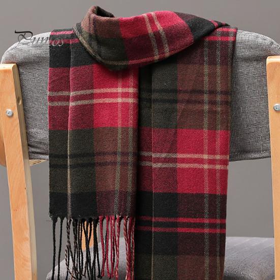 Scarves Men Scarf British Style Classic Plaid Fringed Tassels Soft Keep Warm Faux Cashmere Autumn Winter Adults Long for Riding