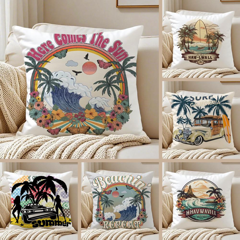 American Classic Beach Style Cushion Cover Pillowcase Antidustmite Living Room Sofa Decor Cushion Room