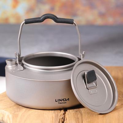 600ml / 1000ml Titanium Tea Pot Kettle Lightweight Camping Tea Kettle Coffee Pot for Home Kitchen