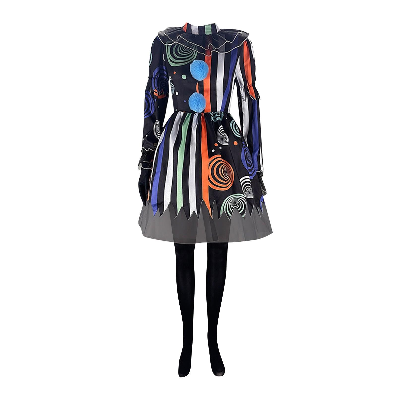 

Костюм клоуна на Хэллоуин, юбка, комбинезон, костюм ужасов на фестивале, сценический костюм для выступления 150 чёрный