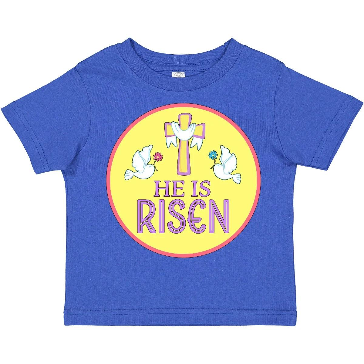 Inktastic He Is Risen For Easter Toddler T-Shirt Religion Christian Feast Doves 100