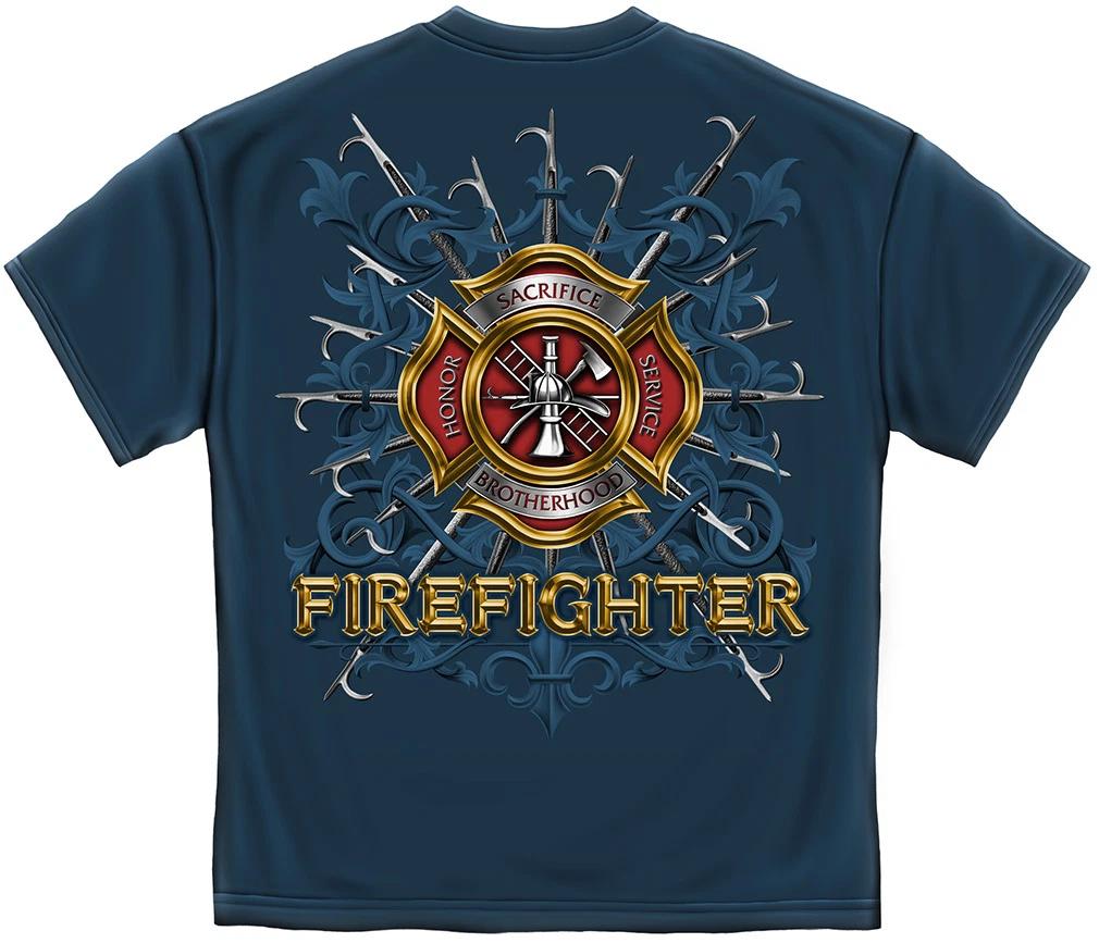 

FIREFIGHTER WITH PIKES BLUE T-Shirt XL