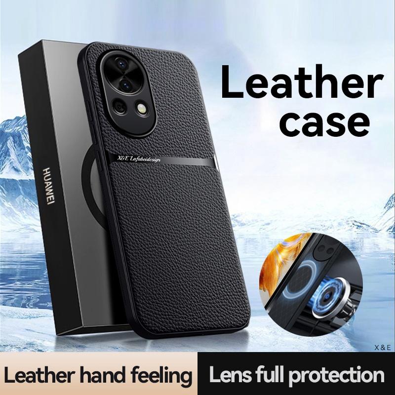 

For Hauwei NOVA 12 Case Luxury Magnetic Car Holder Leather Phone Case For Huawei Nova 12 Pro 12Pro Nova12Pro Silicone Back Cover