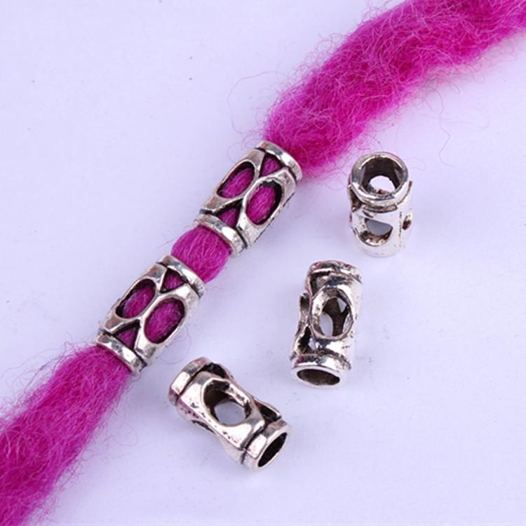 5pcs/bag Silver Metal Hair Rings Braid Dreadlocks Bead Hair Cuffs Dread Tube Charm Dreadlock for DIY Hair Accessaries