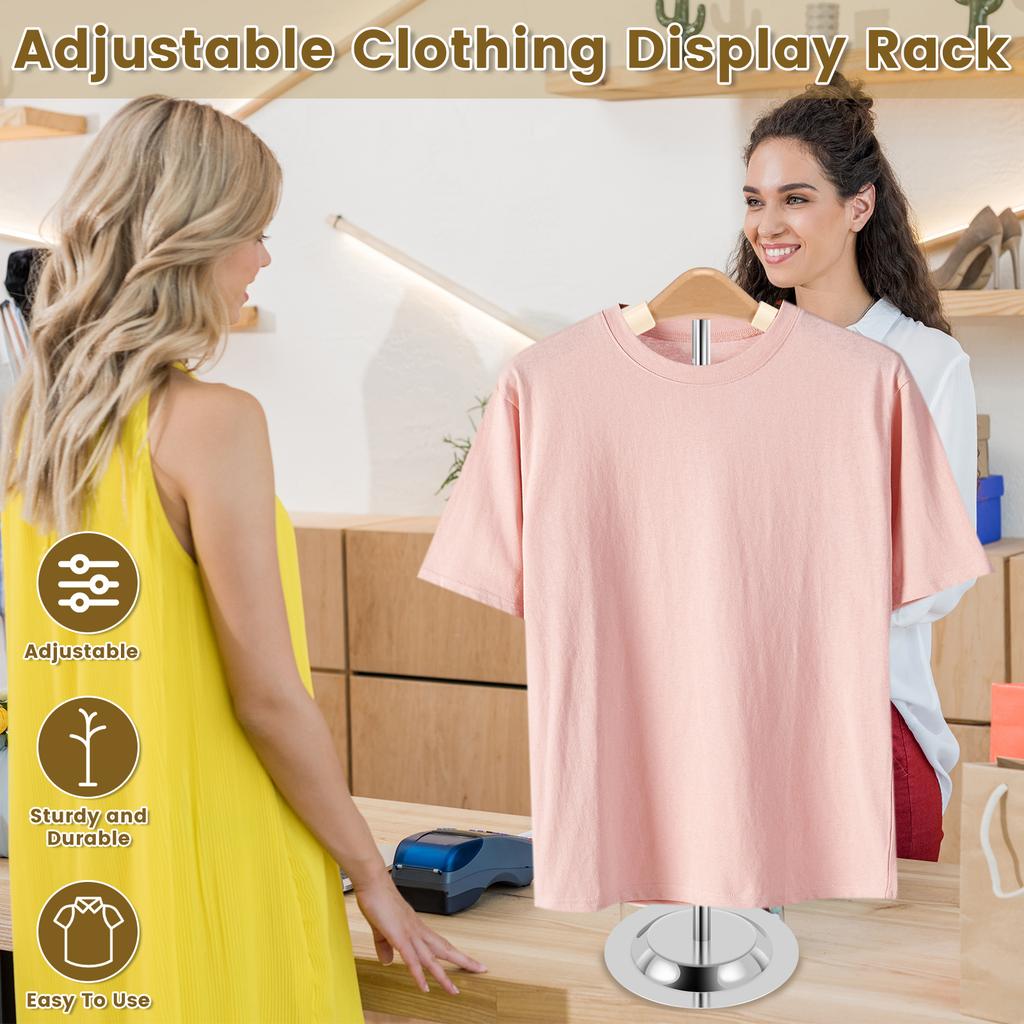 Adjustable T Shirt Display for Kid Adult Flexible Shirt Rack Shoulder Portable Hanging Metal Clothes Display Stand Hanger Rack