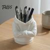 Artistic Stationery Storage Container 3D Printed Crossed Arms Hoodie Pen Holder, Large Capacity Desktop Organizer, Solid Decorative Holder for Office