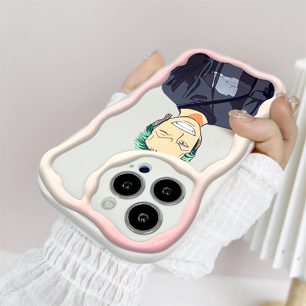 Cartoon Pattern Cream Texture Casing Wavy Edge Soft Silicone Cover Phone Case for IPhone Samsung Huawei Honor Xiaomi Redmi OPPO Realme Vivo Infinix