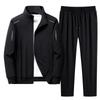 Men's Spring and Fall Models Sportswear Plus Size Collar Jacket Sweater Pants Two-piece Set