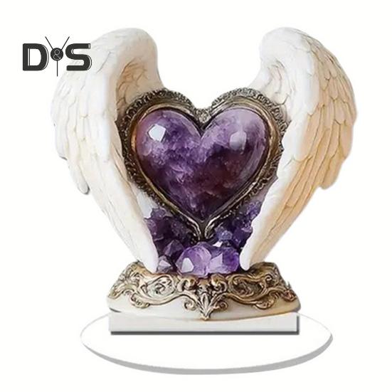 

Украшение в виде крыльев ангела в виде сердца, 2D акриловое украшение в виде крылатого сердца, знак в виде сердца любви, центральный элемент для домашнего офиса, украшение стола на День святого Валентина разноцветный