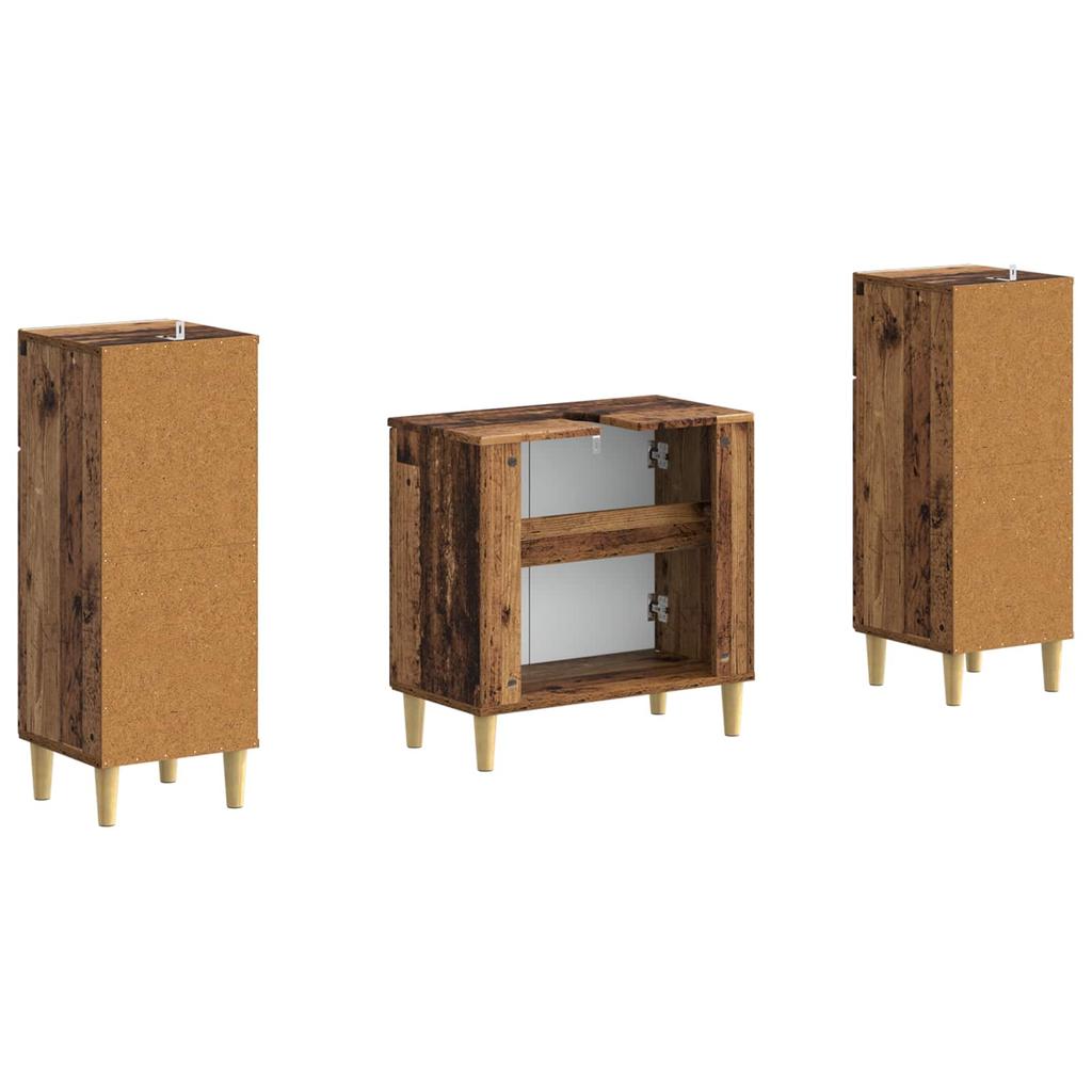 3 Piece Bathroom Cabinet System ARNHEM Reclaimed Wood