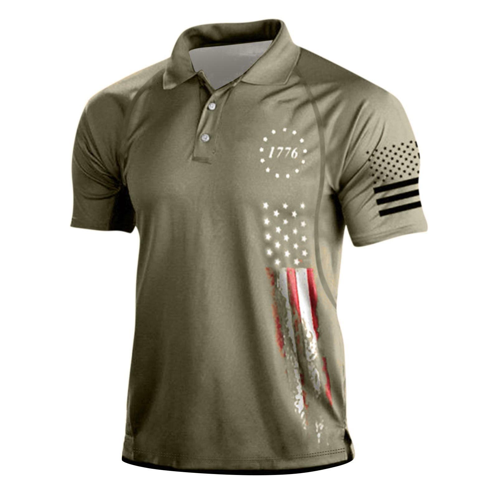 

European And American Men s Retro Outdoor Top Digital Printing Short-sleeved Top S хаки