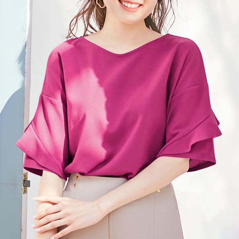 

ZANZEA Женская повседневная однотонная блузка с круглым вырезом и коротким рукавом 4XL