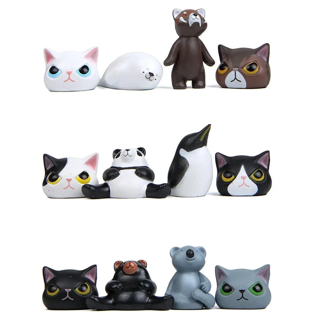 Detachable Hat Shapeshifting Animal Ornament Miniature Kitten Cat Figurines Gift for Kids Children Birthday Desk Home Decoration