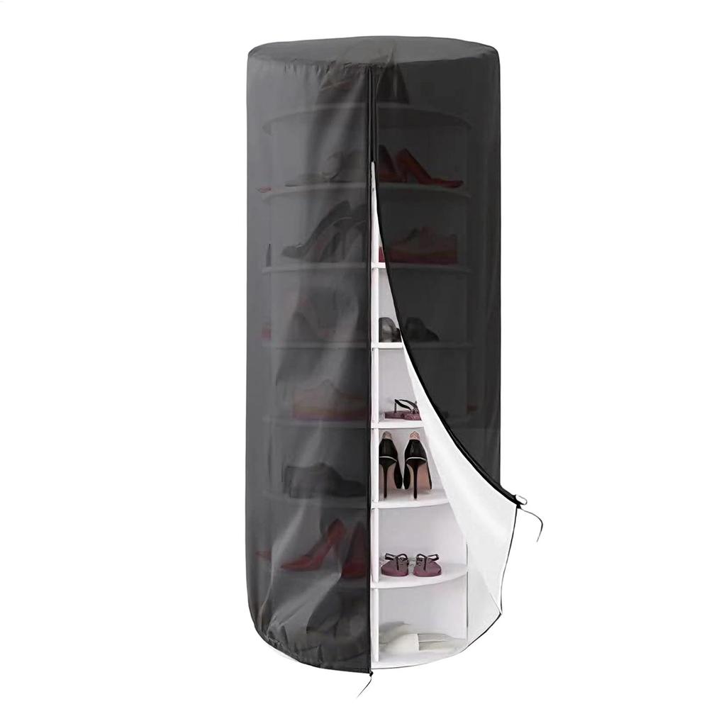 Shoe Rack Cover Footwear Storage Tower Protective Guard Zipper Waterproof 420D Oxford Cloth Rotating Shoe Rack Organizer Cover