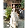 French Waist Fashion Small Skirt Collar Neck Cake Medium and Long Dress Summer Seaside Vacation Polka Dot Dress