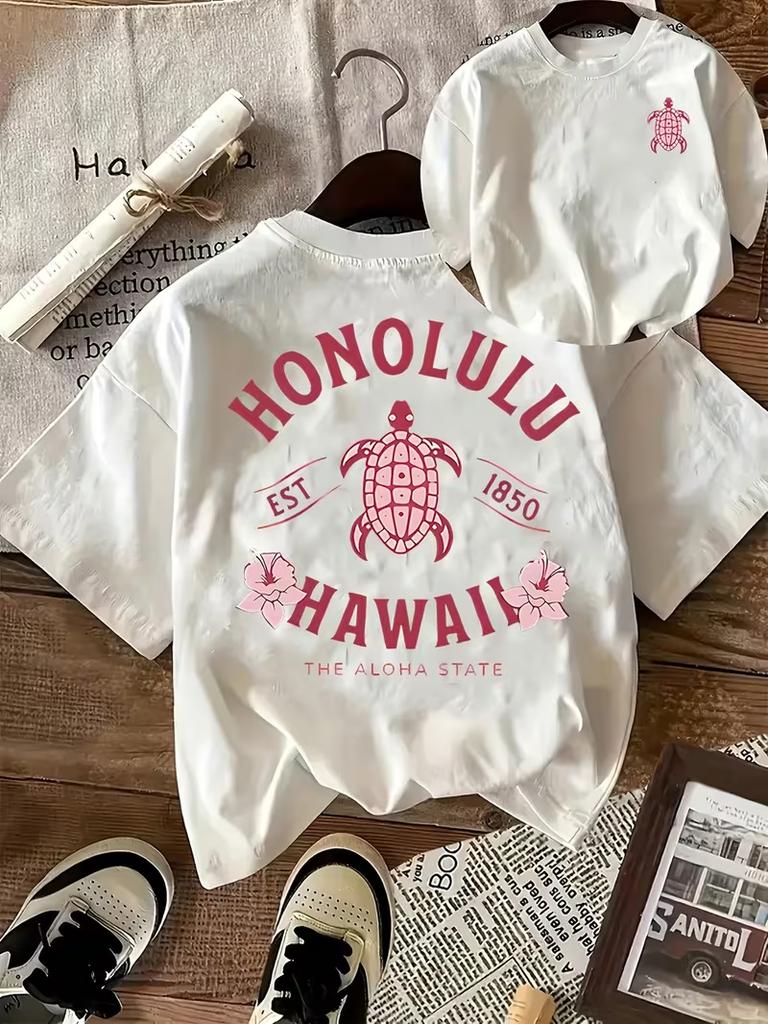 Retro Hawaiian Aloha State Graphic TShirt Crew Neck Short Sleeve Tee For Unisex Everyday Streetwear Fashion Unisexs Tshirt