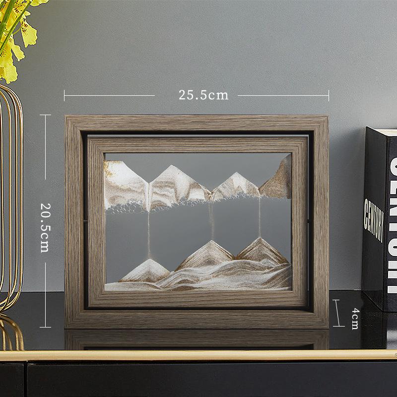 Moving Sand Art 3D Sandscape Quicksand Liquid Hourglass Rotatable Wooden Frame Flowing Sand Painting Office Home Decor Gifts