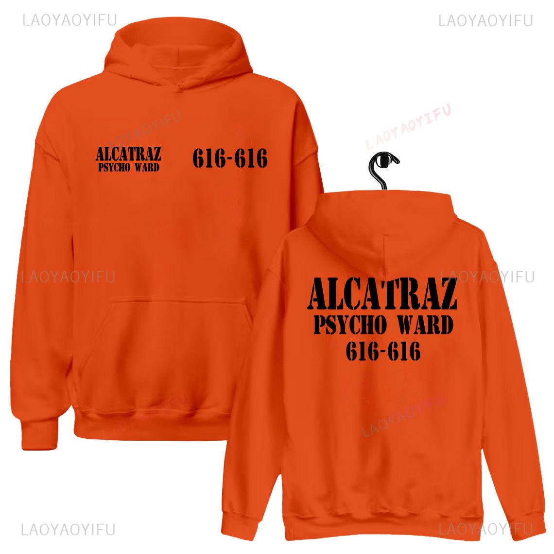 Alcatraz Psycho Ward 616 616 Halloween Graphic Hoodie A Clockwork Orange Woman Man Full-length Novel Pullover Camisetas S