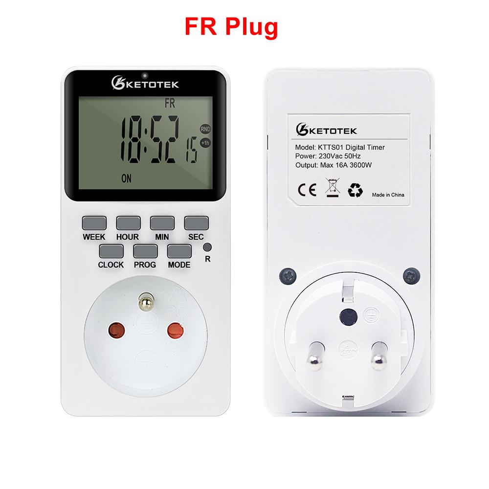 EU/US/UK Electronic Digital Timer Switch Programmable 220V 110V Kitchen Plug Socket Timing Outlet Random Coutdown 12/24hr Timer