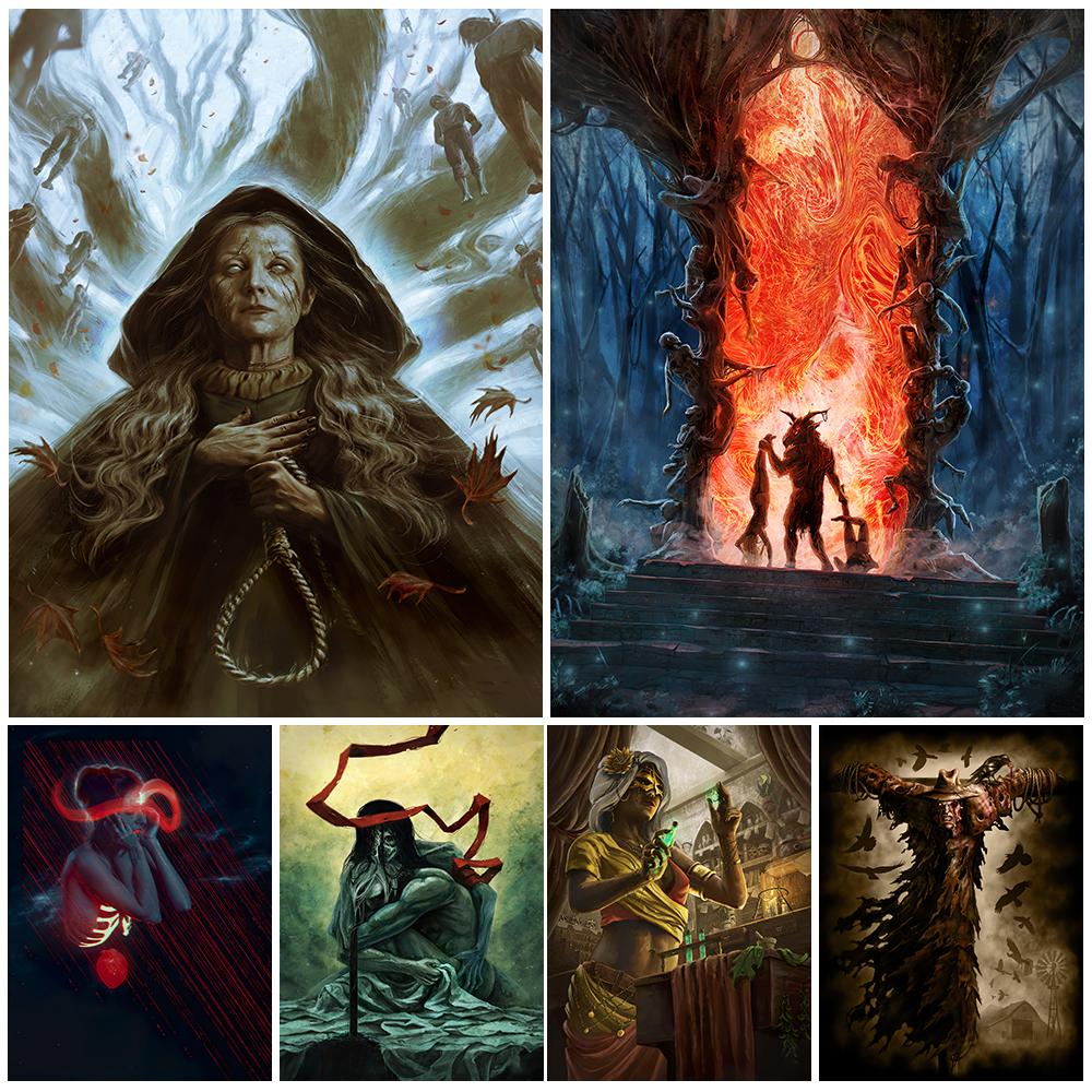 

Врата ада и демона соломенная настенная живопись маслом Ретро абстрактный темный ужас