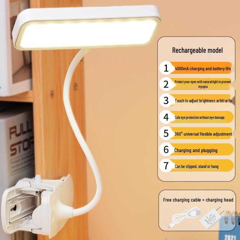 Dual Power LED Clip-on Desk Lamp for Study, Dorms, Kids & Reading - Bedside, Plug-in or Battery Use