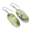 Natürlicher Prehnit Edelstein Handgefertigter 925 Sterling Silber Ohrring 5,2 cm AE-11383