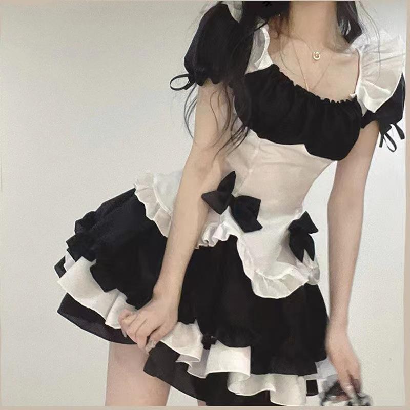 Cute soft girl maid outfit daily wear large size strap maid animation costume stage performance
