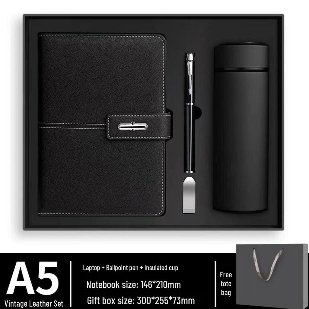 A5 PU Leather Magnetic Buckle Business Notebook Gift Set