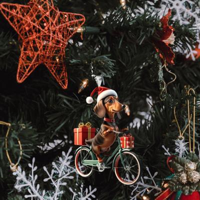 Decoración navideña de perros para árbol, colgante para coche, adorno navideño de dibujos animados, decoración colgante para