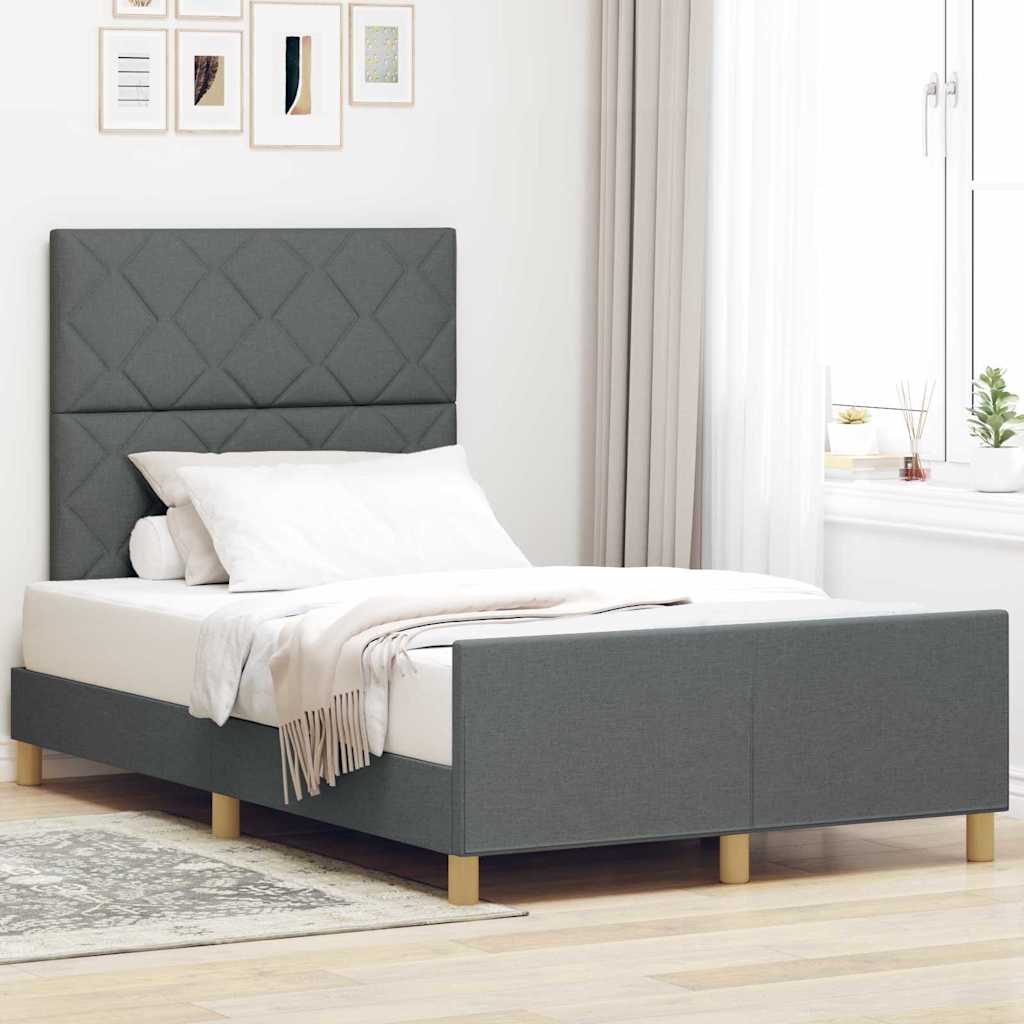 Bed Frame with Headboard Dark Grey 120 X 200 Cm Fabric