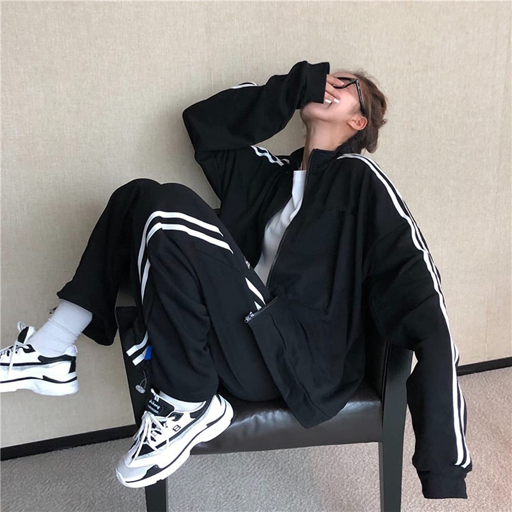 Tracksuit Korean Top and Bottom Loose Plus NTZ011 D.IIZOO Women's Spring/Autumn 2-Piece Set, Style, Set, Sweatshirt, Hoodie, Activewear, Casual,