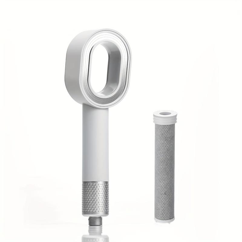 

Ручна душова лійка з фільтром високого тиску, Вугільний фільтруючий елемент може видаляти хлор та домішки з водопровідної води, Догляд за волоссям білий