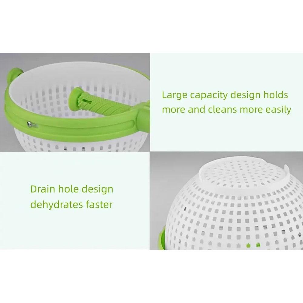 2025 NEW Folding Salad Spinner with Collapsible Handle Fruit Vegetable Centrifuge Drainer Basket Space Saving Kitchen Tool