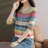 Spring and Autumn Mother's Sweater, Western Style Sweater, Women's Striped Knitted Cardigan, Women's Jacket, Top