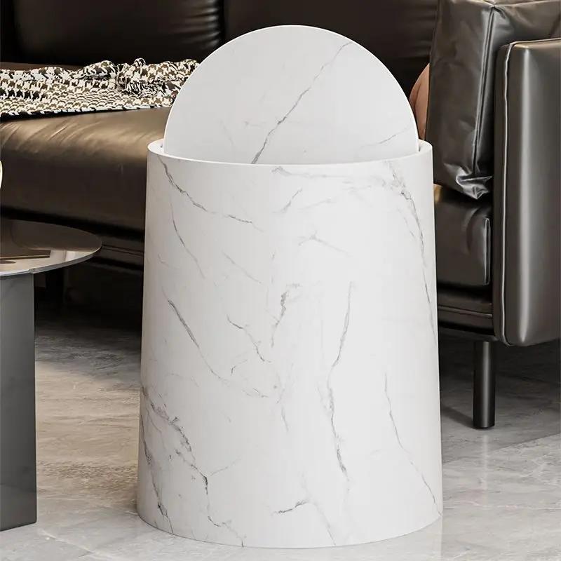 Pattumiera con Texture Marmo Nordico, Tipo Coperchio a Rotolamento, per Camera da Letto, Toilette, Pattumiera Antiodore, Accessori Bagno
