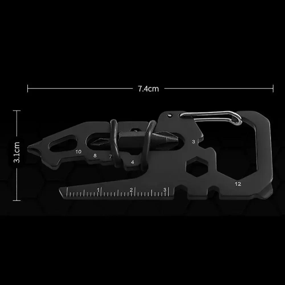 1PC Stainless Steel Carabiner Clip with Bottle Opener Keychain Multifunction Card Tool for Camping Climbing Outdoor Activities