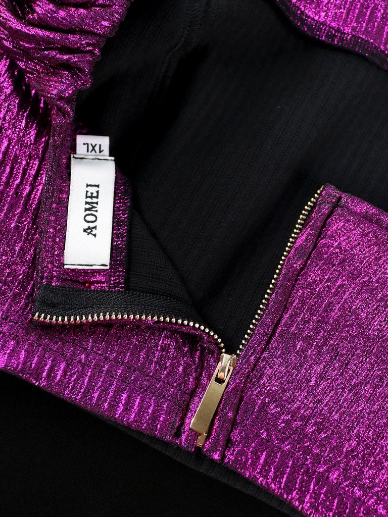 AOMEI Glitter Sexy Crop Tops for Women Camis Rose Folds Square Collar Sleeveless Backless Shiny Party Clubwear Camisole