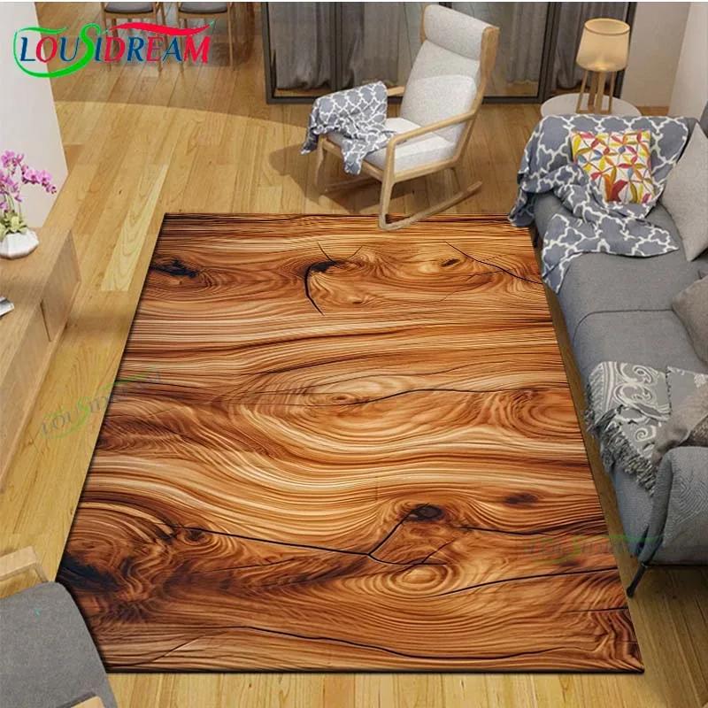 Classical Wood Grain Decor Carpet for Outdoor Balcony Garden Coffee Table Bedroom Area Rugs Kitchen Un-slip Floor Mat Alfombra