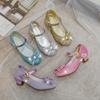Mädchen Sandalen Strass Schmetterling Latein Tanz Kinderschuhe Kinder Hoher Absatz Prinzessin Schuhe Glitzer Leder Partykleid Hochzeit
